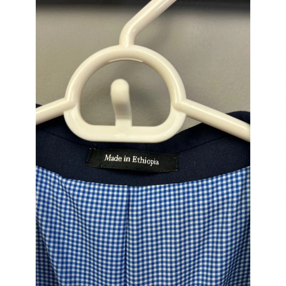 Egara Suit Jacket Mens 40 Long Blue Skinny Fit Stretch Gingham Lining‎ Preppy